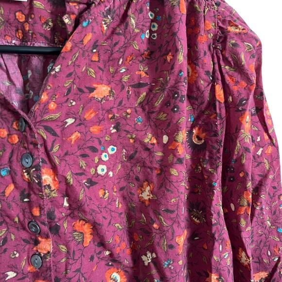 Sundance Dorthea Bloom Top Ruffle Puff Sleeve Button Down Floral Blouse XS - Picture 5 of 11